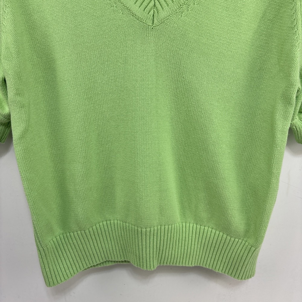 Loft Womens‎ XL Green Knit Puff Sleeve Cotton Sweater Classic Feminine Preppy - Picture 6 of 13